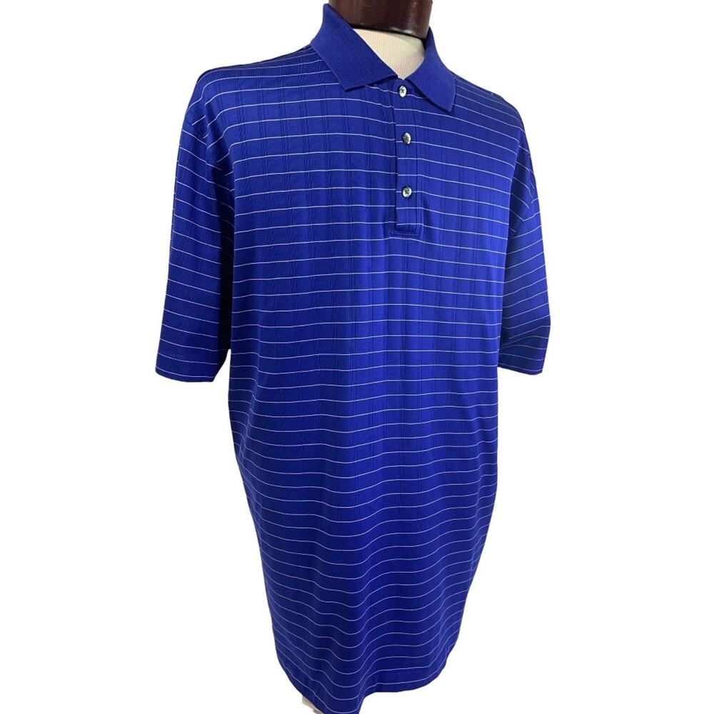 XL Nike Mens Tiger Woods Collection Blue Striped Golf Polo Shirt